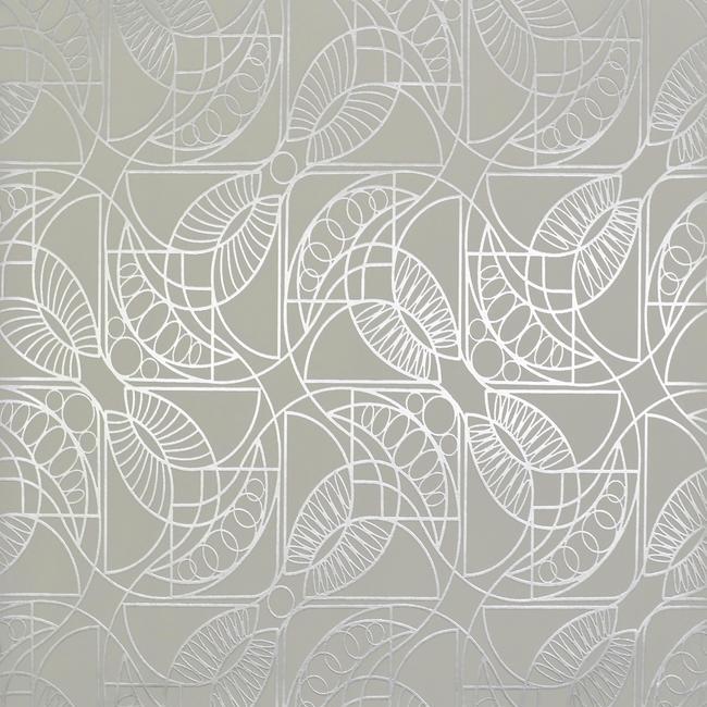 media image for sample cartouche wallpaper in white and silver by antonina vella for york wallcoverings 1 281