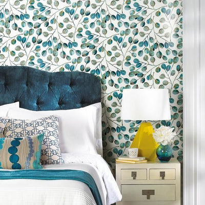 product image for Cat Coquillette Eucalyptus Peel & Stick Wallpaper in Teal by RoomMates for York Wallcoverings 19