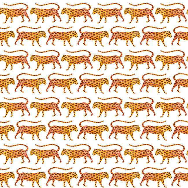 media image for sample cat coquillette jaguars peel stick wallpaper in orange by roommates for york wallcoverings 1 222