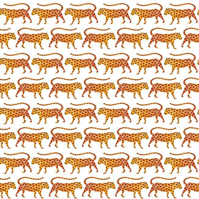 media image for sample cat coquillette jaguars peel stick wallpaper in orange by roommates for york wallcoverings 1 222