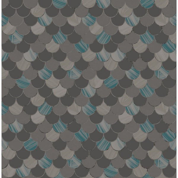 media image for Catalina Scales Wallpaper in Grey, Black, and Blue from the Tortuga Collection by Seabrook Wallcoverings 26