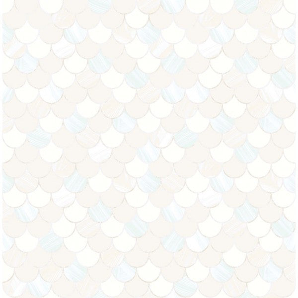 media image for Catalina Scales Wallpaper in White, Pearl, and Aqua from the Tortuga Collection by Seabrook Wallcoverings 230