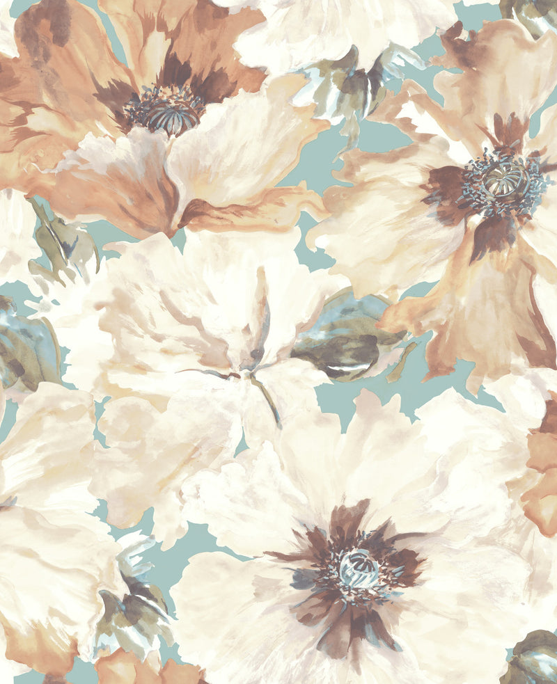 media image for Cecita Floral Wallpaper in Orange from the Lugano Collection by Seabrook Wallcoverings 253