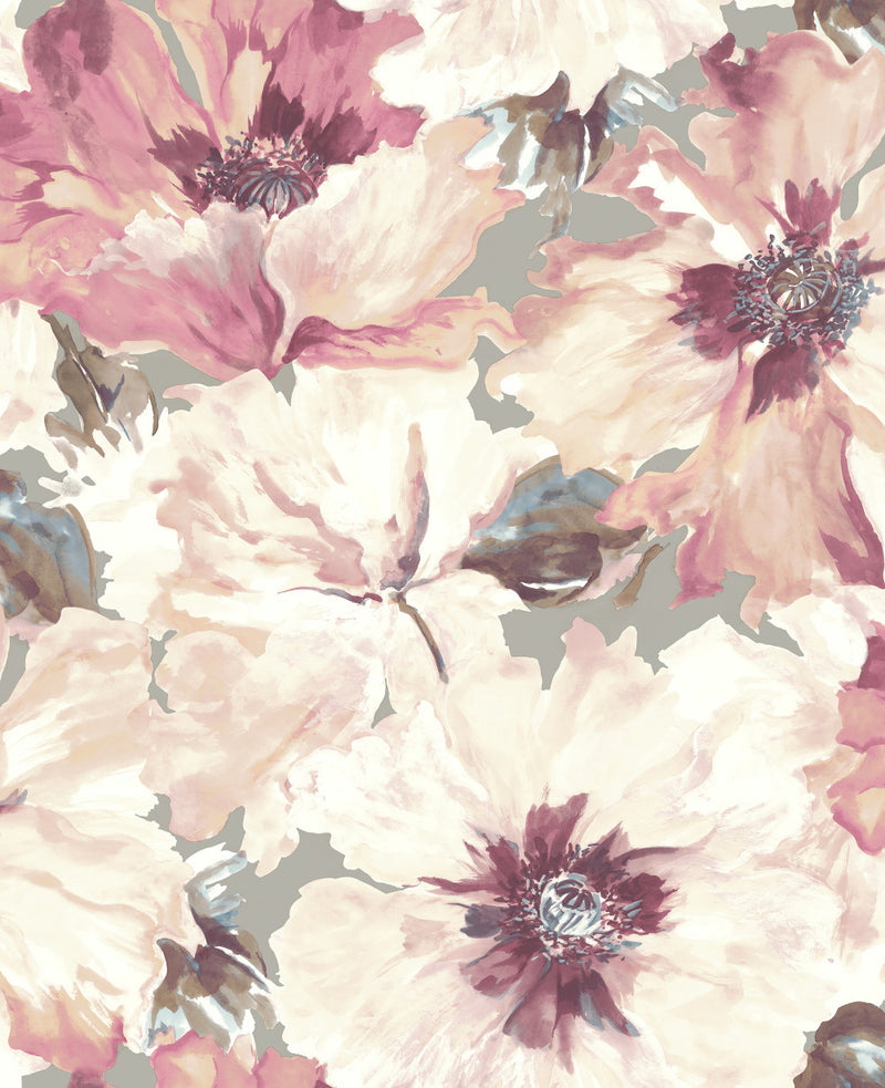 media image for Cecita Floral Wallpaper in Pink from the Lugano Collection by Seabrook Wallcoverings 226