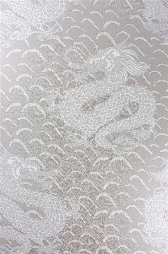 media image for Celestial Dragon Wallpaper in Pebble and Gilver by Matthew Williamson for Osborne & Little 29