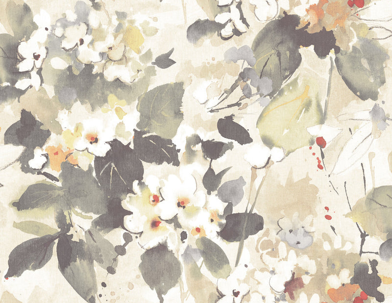 media image for Chambon Floral Wallpaper in Neutrals from the Lugano Collection by Seabrook Wallcoverings 212