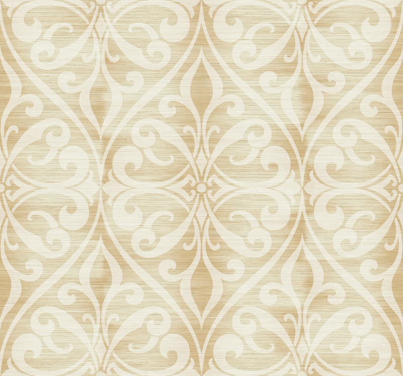 media image for sample chambon ogee wallpaper in beige neutrals from the lugano collection by seabrook wallcoverings 1 215