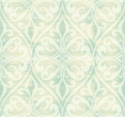 product image of sample chambon ogee wallpaper in green from the lugano collection by seabrook wallcoverings 1 586