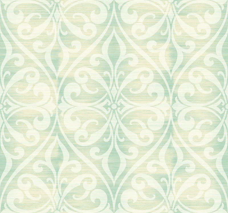 media image for sample chambon ogee wallpaper in green from the lugano collection by seabrook wallcoverings 1 262