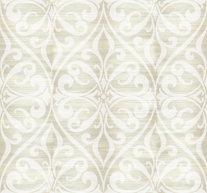media image for Chambon Ogee Wallpaper in Neutrals from the Lugano Collection by Seabrook Wallcoverings 277