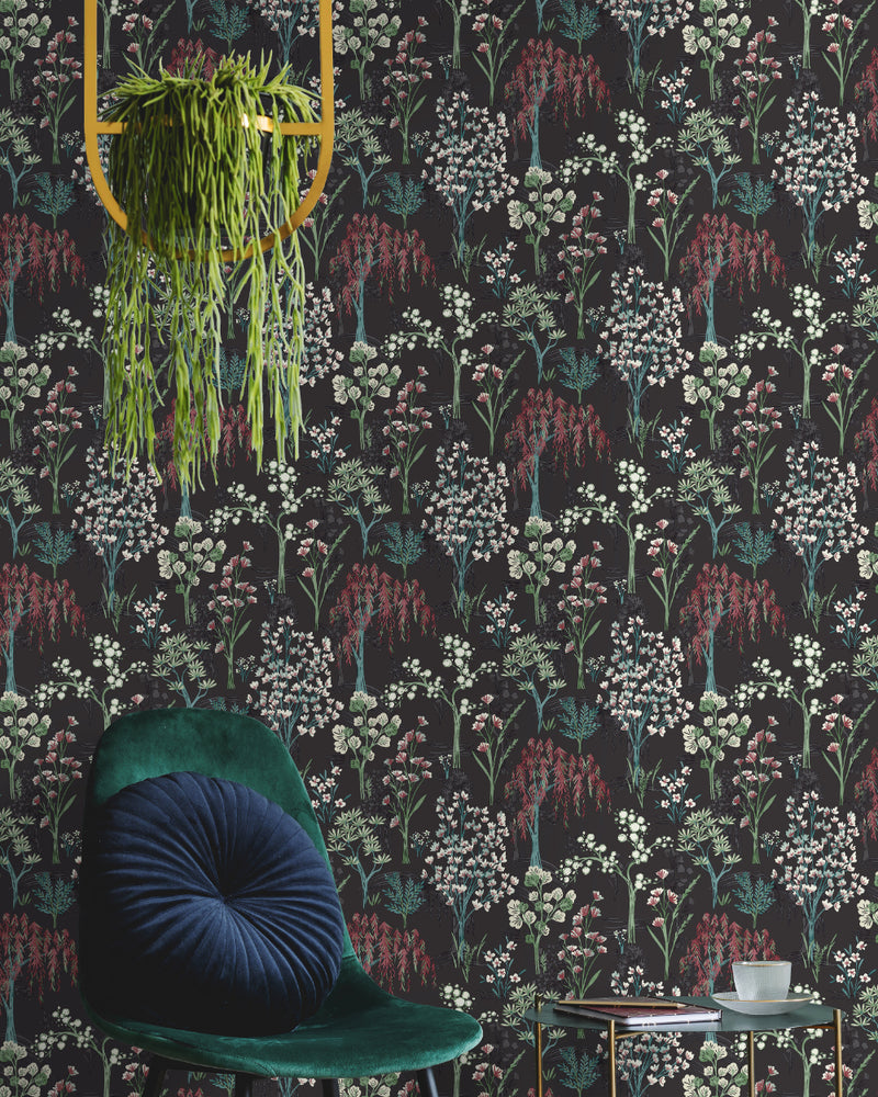 media image for Charcoal Whimsical Botanicals Wallpaper by Walls Republic 294