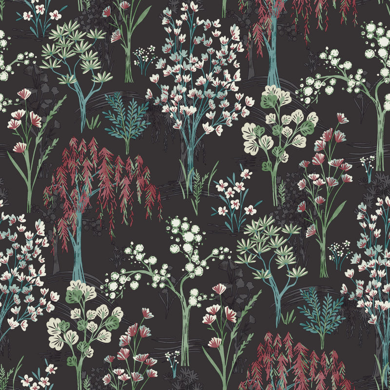 media image for Charcoal Whimsical Botanicals Wallpaper by Walls Republic 267