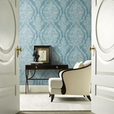 product image for Charleston Damask Wallpaper in Blue from the Ronald Redding 24 Karat Collection by York Wallcoverings 58