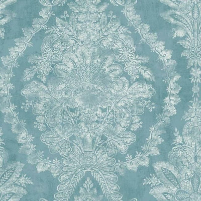 product image of sample charleston damask wallpaper in blue from the ronald redding 24 karat collection by york wallcoverings 1 511