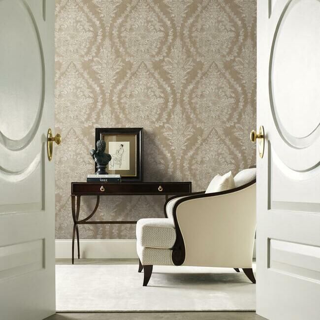 media image for Charleston Damask Wallpaper in Bronze from the Ronald Redding 24 Karat Collection by York Wallcoverings 227