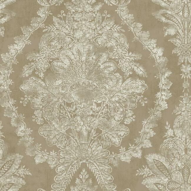 media image for Charleston Damask Wallpaper in Bronze from the Ronald Redding 24 Karat Collection by York Wallcoverings 254