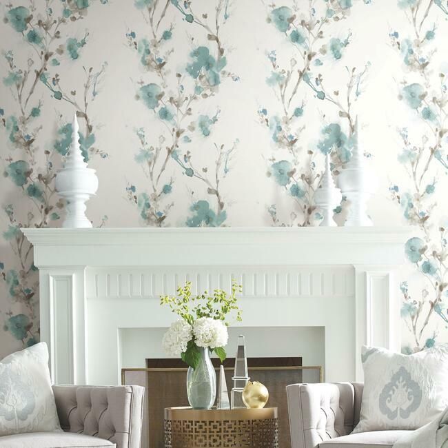 media image for Charm Peel & Stick Wallpaper in Teal by York Wallcoverings 285