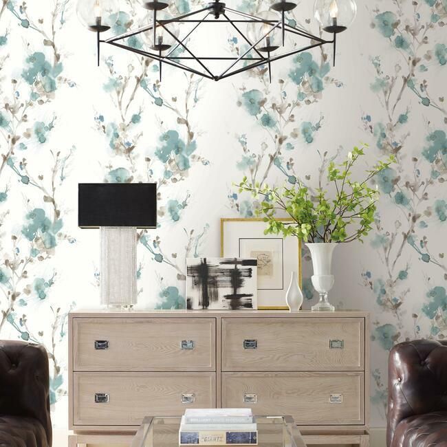 media image for Charm Peel & Stick Wallpaper in Teal by York Wallcoverings 260