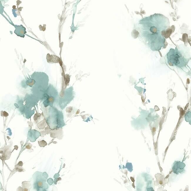 media image for Charm Peel & Stick Wallpaper in Teal by York Wallcoverings 230