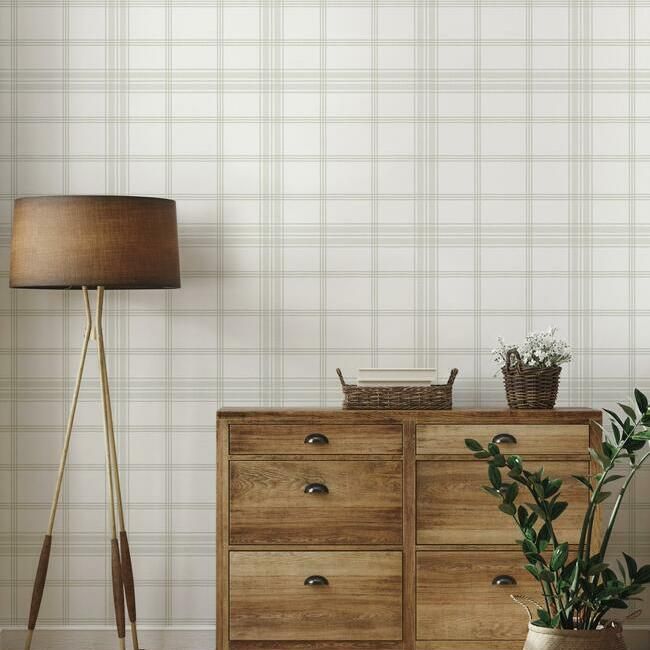 media image for Charter Plaid Wallpaper in Sand from the Water& 225