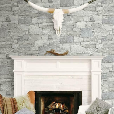 product image for Chateau Stone Peel & Stick Wallpaper in Smoke from the Stonecraft Collection by York Wallcoverings 97