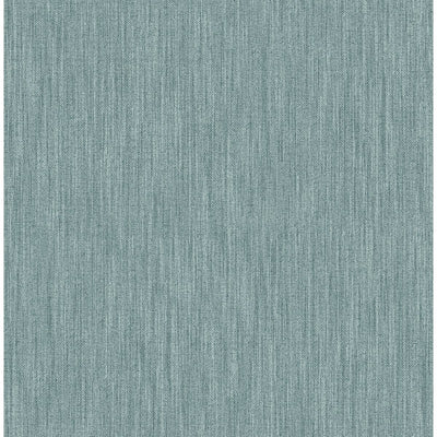 product image of Chenille Faux Linen Wallpaper in Teal from the Bluebell Collection by Brewster Home Fashions 551