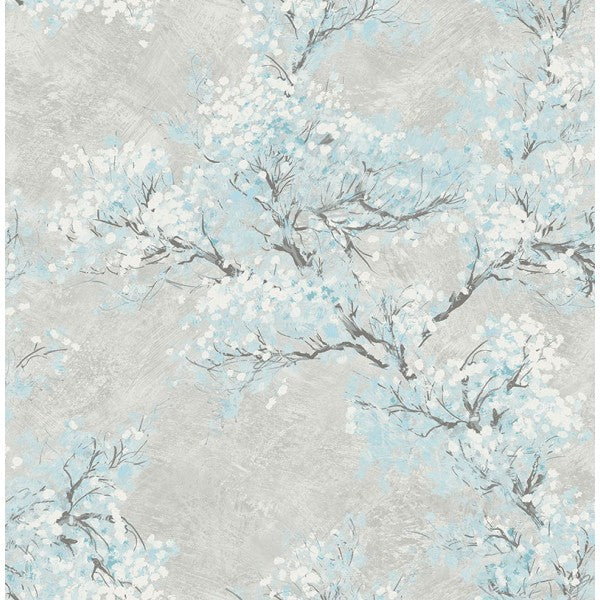 media image for Cherry Blossom Wallpaper in Grey and Blue from the French Impressionist Collection by Seabrook Wallcoverings 221