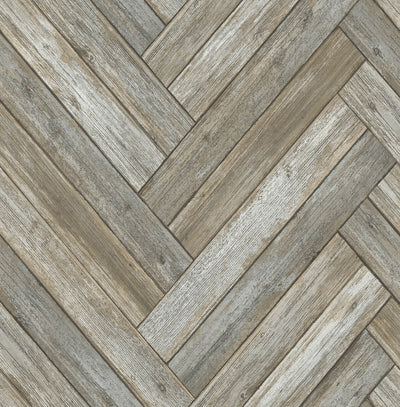 product image for Chevron Wood Peel-and-Stick Wallpaper in Taupe and Beige by NextWall 4