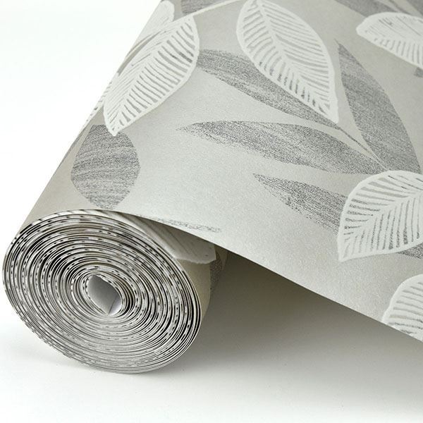 media image for Chimera Flocked Leaf Wallpaper in Platinum from the Celadon Collection by Brewster Home Fashions 260