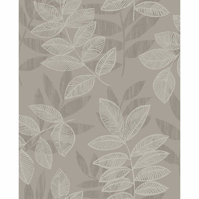 product image of sample chimera flocked leaf wallpaper in platinum from the celadon collection by brewster home fashions 1 528