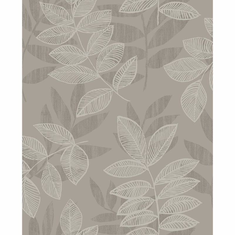 media image for Chimera Flocked Leaf Wallpaper in Platinum from the Celadon Collection by Brewster Home Fashions 261