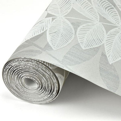 product image for Chimera Flocked Leaf Wallpaper in Silver from the Celadon Collection by Brewster Home Fashions 40