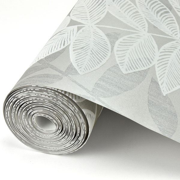 media image for Chimera Flocked Leaf Wallpaper in Silver from the Celadon Collection by Brewster Home Fashions 245