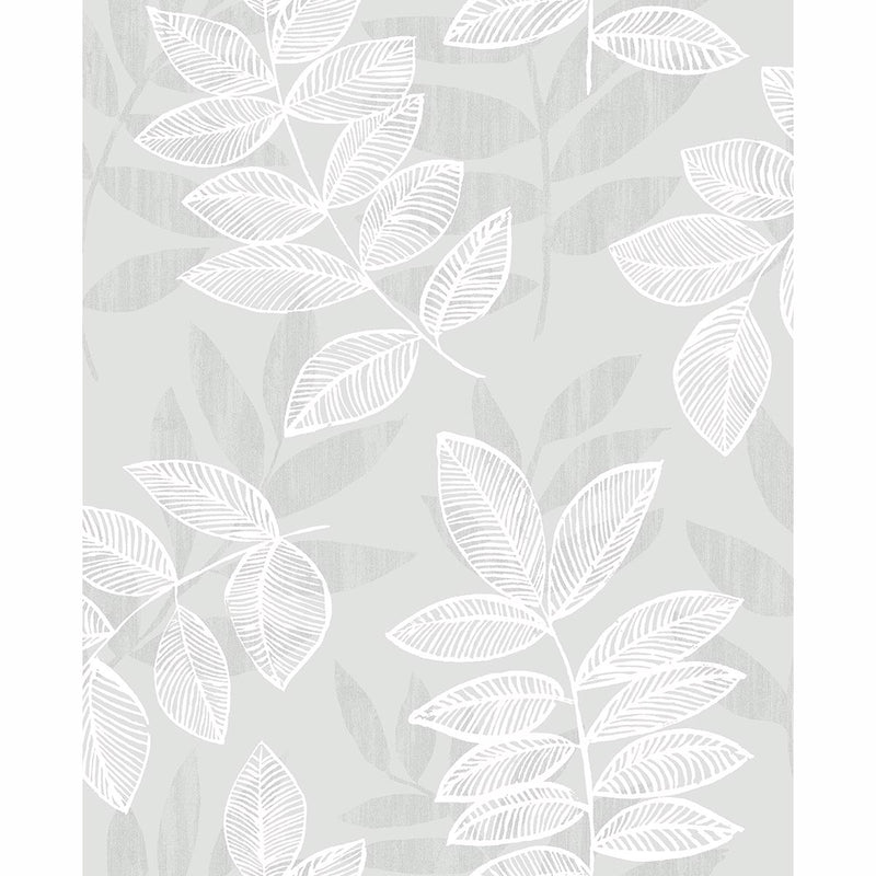 media image for Chimera Flocked Leaf Wallpaper in Silver from the Celadon Collection by Brewster Home Fashions 250