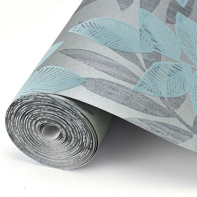 product image for Chimera Flocked Leaf Wallpaper in Turquoise from the Celadon Collection by Brewster Home Fashions 59