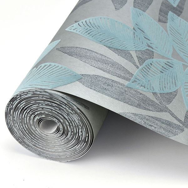 media image for Chimera Flocked Leaf Wallpaper in Turquoise from the Celadon Collection by Brewster Home Fashions 265