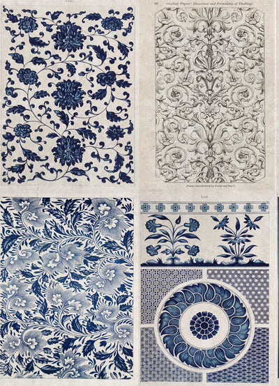 product image for Chinese Pattern Wallpaper in Blue and Taupe from the Eclectic Collection by Mind the Gap 53