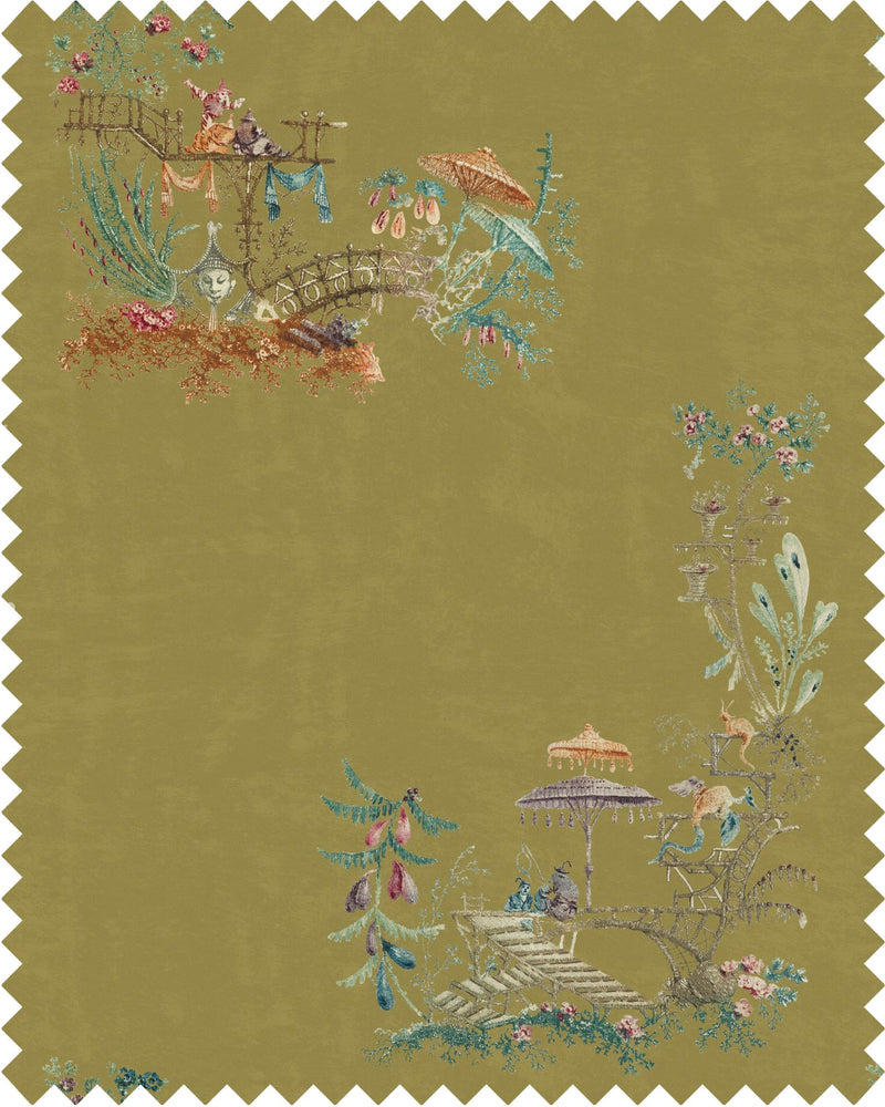 media image for Chinoiserie Velvet Fabric in Multi by Mind the Gap 284