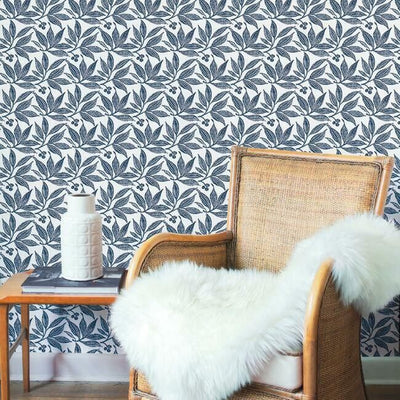 product image for Chokeberry Block Print Wallpaper in Navy and White from the Simply Farmhouse Collection by York Wallcoverings 25
