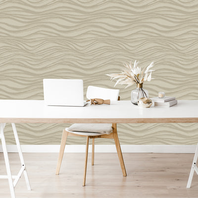 product image for Chorus Gold Wave Wallpaper from the Scott Living II Collection by Brewster Home Fashions 68