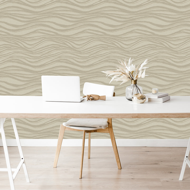 media image for Chorus Gold Wave Wallpaper from the Scott Living II Collection by Brewster Home Fashions 293