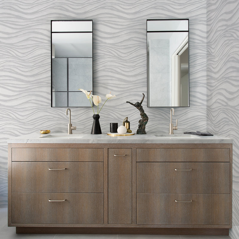media image for Chorus Silver Wave Wallpaper from the Scott Living II Collection by Brewster Home Fashions 231