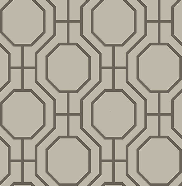 media image for Circuit Taupe Modern Ironwork Wallpaper from the Symetrie Collection by Brewster Home Fashions 220