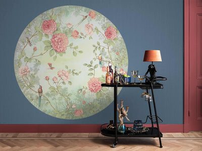product image for Circular Chinoiserie Wall Mural in Robin's Egg Blue by Walls Republic 6