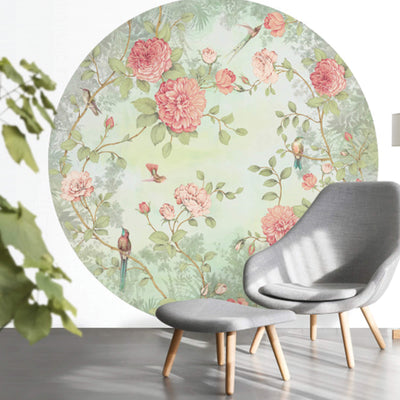 product image for Circular Chinoiserie Wall Mural in Robin's Egg Blue by Walls Republic 91