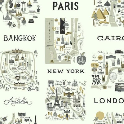 product image for City Maps Wallpaper in Grey and Gold from the Rifle Paper Co. Collection by York Wallcoverings 89