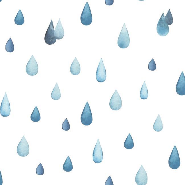 media image for sample clara jean raindrops peel stick wallpaper in blue by roommates for york wallcoverings 1 244