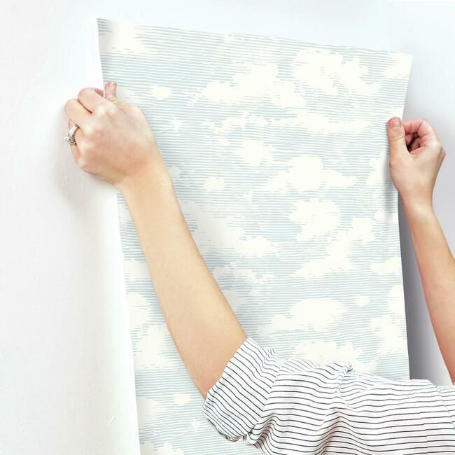 media image for Cloud Cover Wallpaper in Blue from the Silhouettes Collection by York Wallcoverings 282