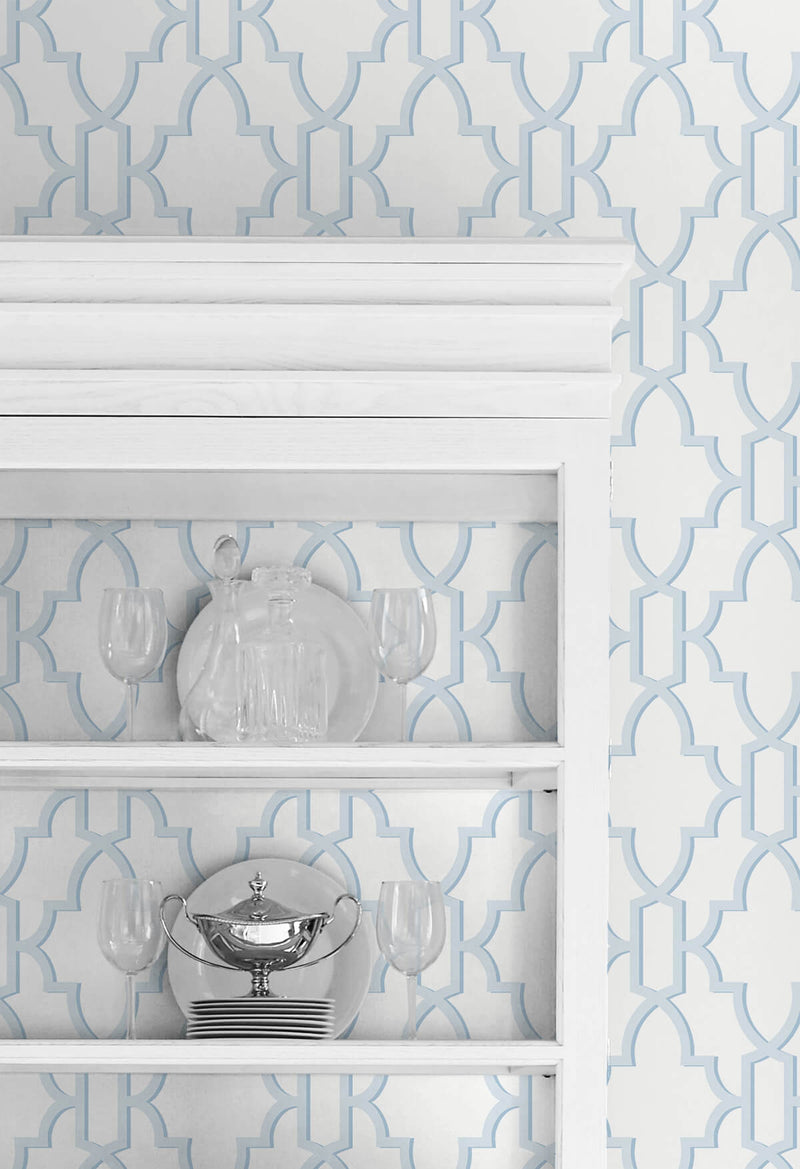 media image for Coastal Lattice Peel-and-Stick Wallpaper in Hampton Blue from the Luxe Haven Collection by Lillian August 289
