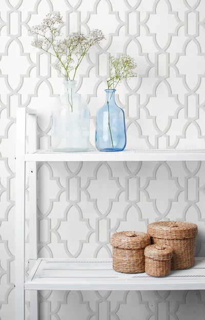 product image for Coastal Lattice Peel-and-Stick Wallpaper in Harbor Mist from the Luxe Haven Collection by Lillian August 96